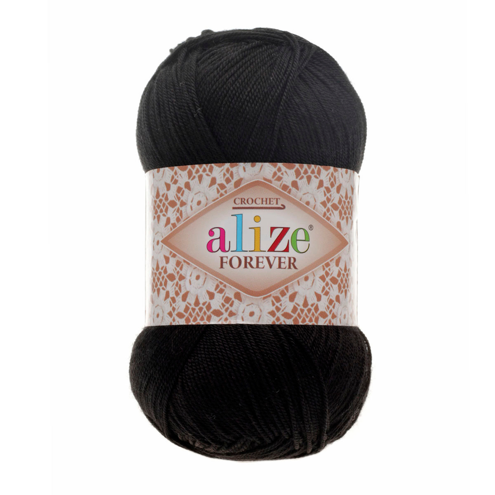 Пряжа Alize (Ализе) Forever Crochet / уп.5 мот. по 50 г, 300м, 060 черный A