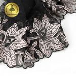 Кружево на сетке широкое 205 мм, диз.OG43, цв.черный, левая, 6м, Kruzhevo