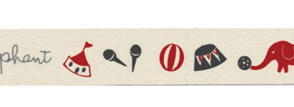 Лента хлопок с рисунком 16.0 мм / 5 шт по 3 метра, W11 113/065 Цирк, черно-красный, CLP-162 Gamma