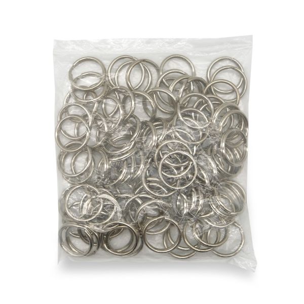 Кольцо для ключей и брелоков ⌀20 мм (25х25 мм, ⌀2,5 мм), никель, 100 шт