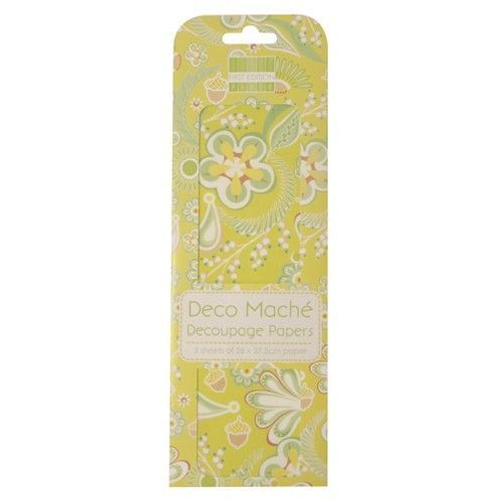 Бумага для декопатча &quot;Deco Mache&quot; 26х37,5смх3 листа, Желтые желуди /TOS/