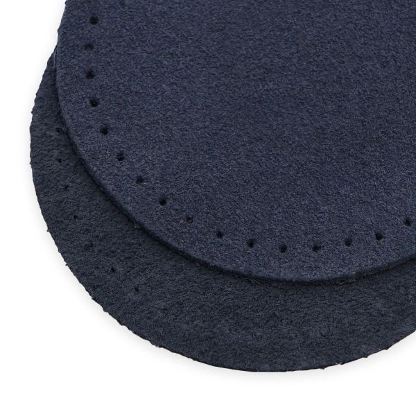 Заплатки пришивные из замши, круг ⌀6см с перфорацией, 2 шт, 100% кожа, 22 темно-синий, 59111