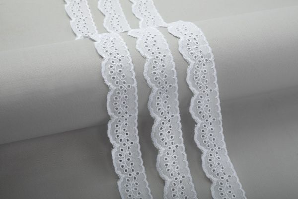 Кружево шитьё 28 мм / 10 м, белый, Gamma GYEM-2801