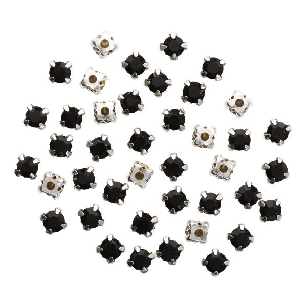 Хрустальные стразы в цапах/серебро, 6мм, 40 шт/упак, Astra&Craft (38 черный), 4AR169/176