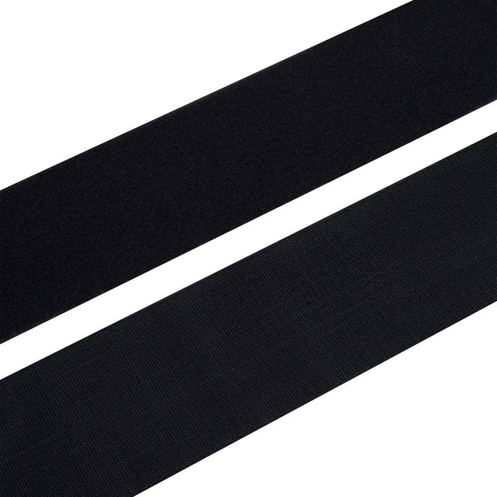 Лента контактная липучка (велкро) клеевая 100 мм, / 25 метров, черный, ПАРА (крючок+петля), качество "B"