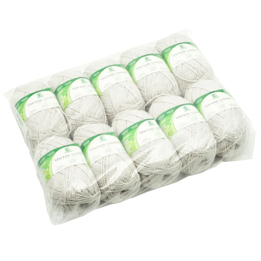 Пряжа Камтекс Мягкий хлопок / уп.10 мот. по 100 г, 220 м, 007 лен