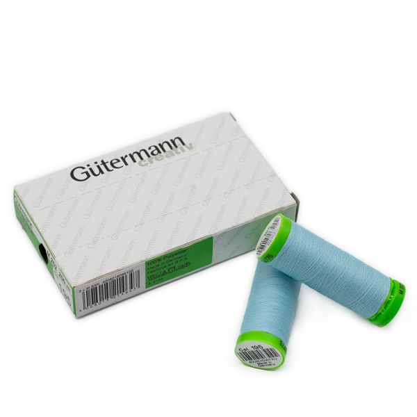 Нитки для тонких тканей Gutermann Extra Fine 150, 200м, 195 голубой лед, 5 катушек
