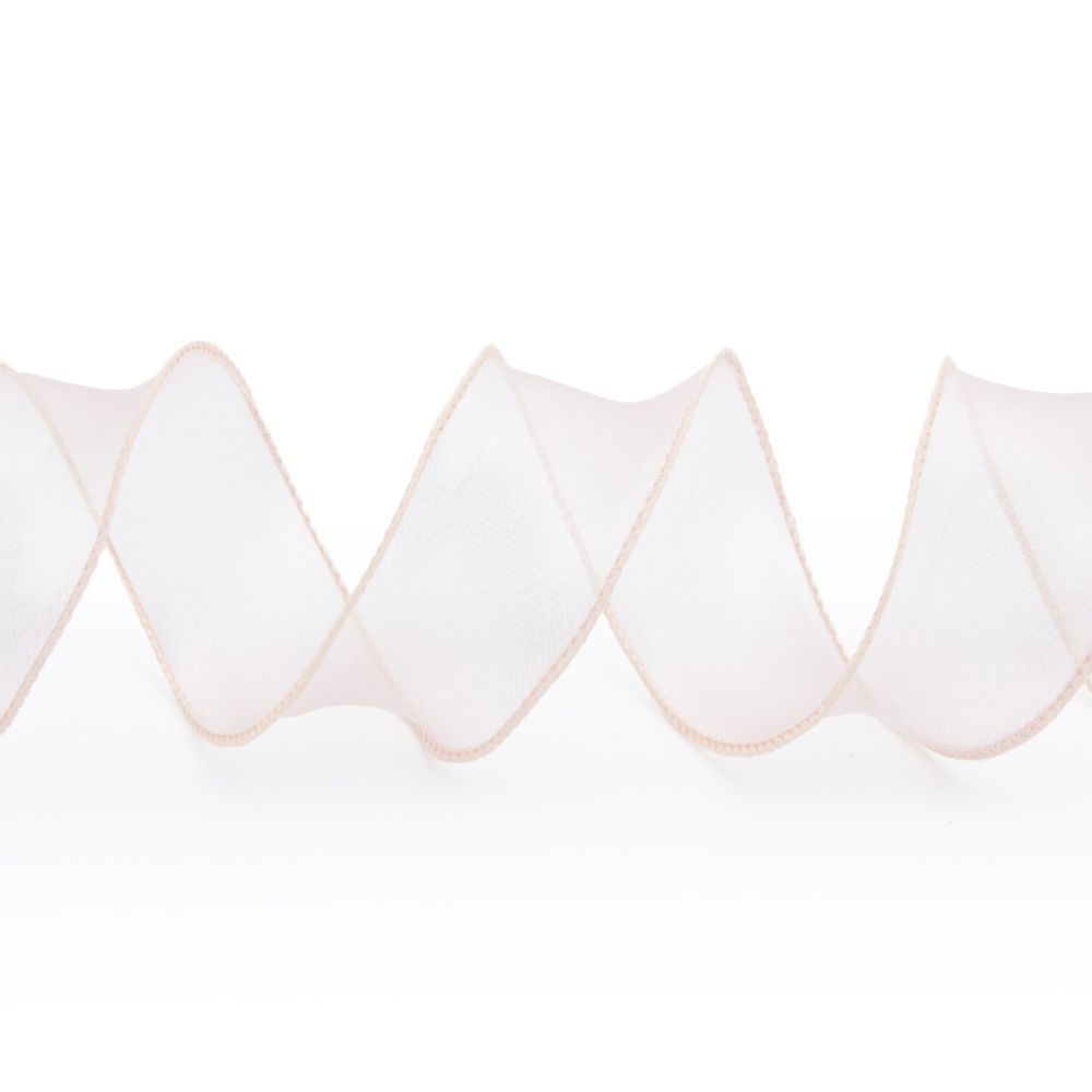 Лента декоративная с волнистым краем 38.0 мм / 18.29±1 метров, 100% органза, (03 розовый)