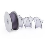 Лента декоративная с волнистым краем 38.0 мм / 18.29±1 метров, 100% органза, (темно-серый)