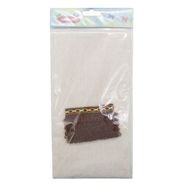 Ткань для рукоделия в наборе с тесьмой жаккард -бахрома 50х50см+1м (24229/34113 коричневый) 29500