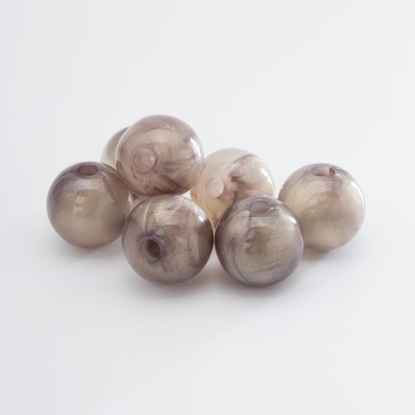 Бусины акрил ⌀10 мм, 500 г, дымка с золот. шиммером, круглые, AD008 миндальный, (7748707)2010 , Astra&Craft