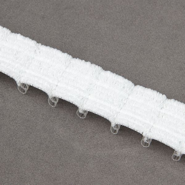 Лента (тесьма) шторная: сборка параллельная (1:2) 25 мм / 50 метров, (2 шнура) для велкро, белый, С0(1/2)5