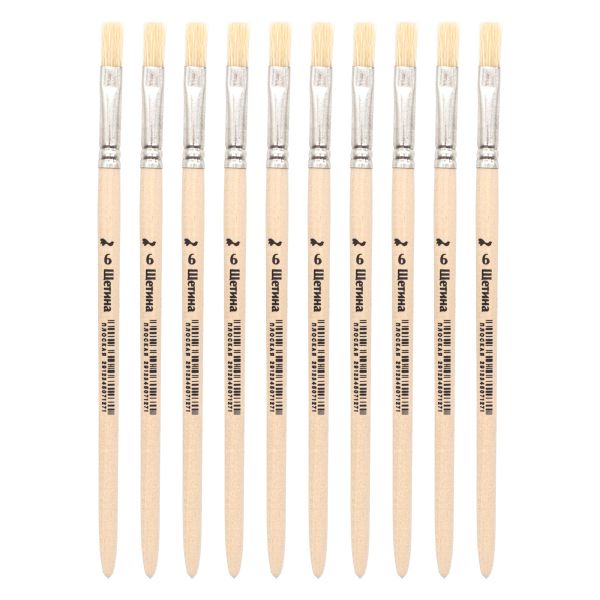 Кисть школьная из волоса щетины плоская №6,10 шт