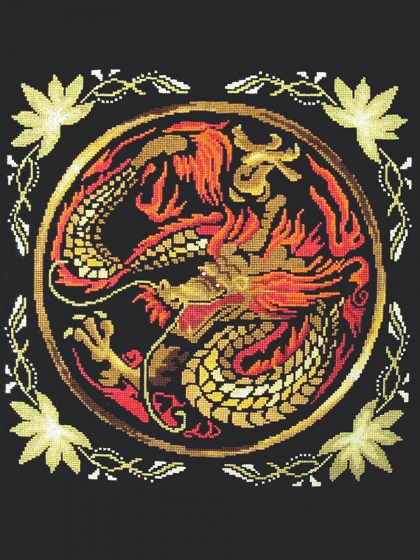 Набор для вышивания нитками Нитекс, Дракон 34х34 см