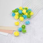 Цветочек-розочка из фоамирана 38 мм, микс №15, 3 цвета, 30 шт