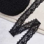 Кружево вязаное (тесьма) 35 мм / 25 метров, 90%  х/б, 10% пэф, рис.35.01.199, черный, С3749Г17