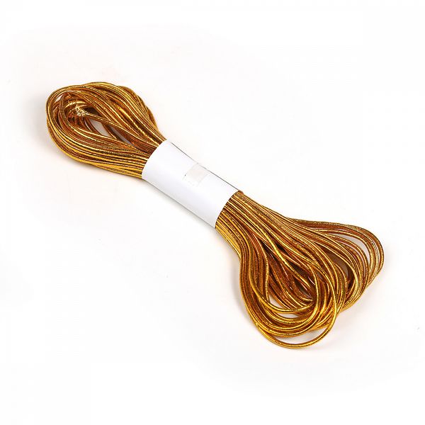Резинка шляпная (шнур эластичный) ⌀3.0 мм / 10±0.5 метров, цв.золото