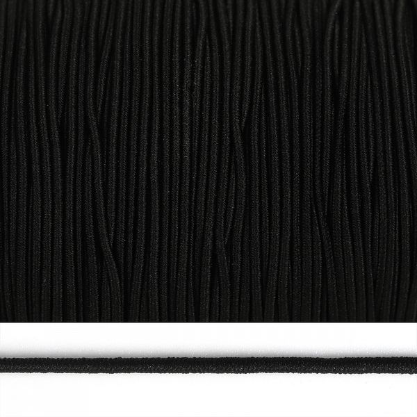 Резинка шляпная (шнур эластичный) ⌀1.0 мм / 100 метров, цв.F322 (310) черный