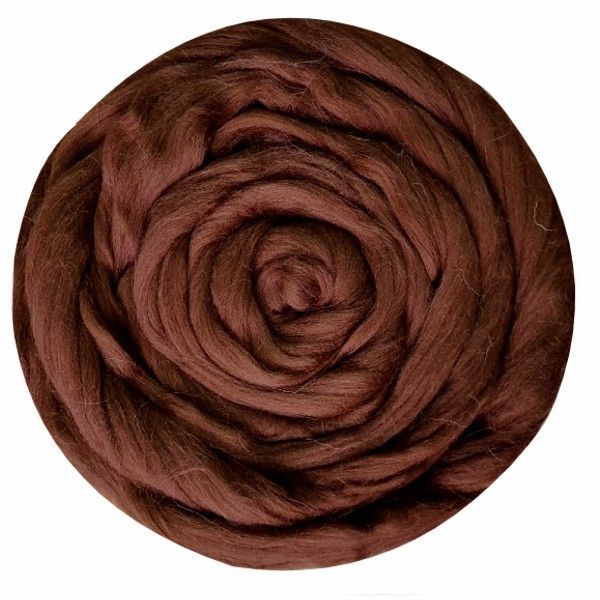 Шерсть для валяния Троицкая Гребенная лента (100% полутонкая шерсть) 100г цв.0062 каштан