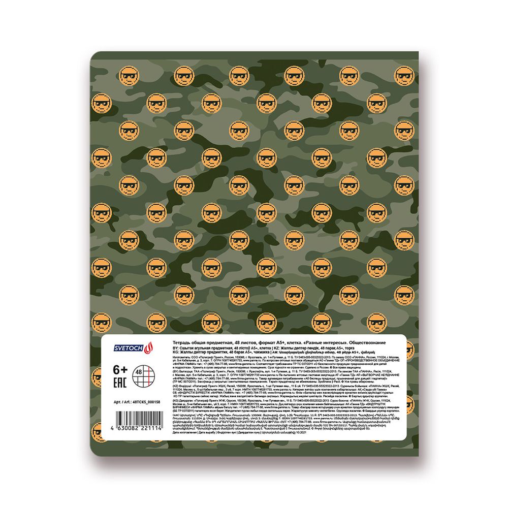 Тетрадь предметная Разные интересы A5+ 48 л. на скобе, 10 шт, клетка, Обществознание 48ТСК5 000158, Светоч