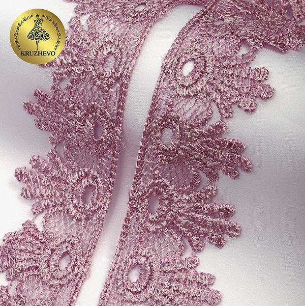 Кружево гипюр (плетёное) 45 мм, TBY.1681E, N6615 розовая пудра, 13.25м, Kruzhevo