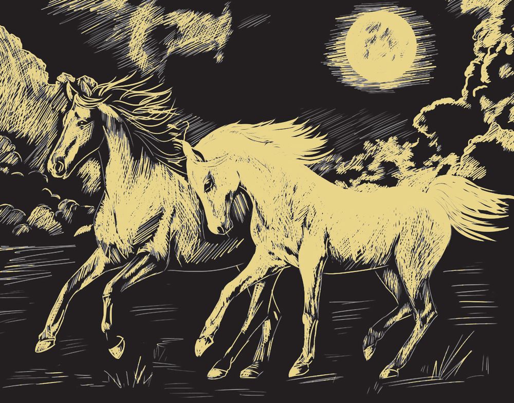 Набор для творчества Гравюра 20х25.5 см, №35 Лошади (золото), Hobbius SGHK Набор для творчества Гравюра 20х25.5 см, №35 Лошади (золото), Hobbius SGHK