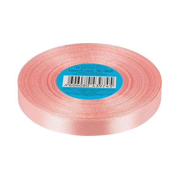 Лента атласная 1-сторонняя 12.0 мм / 33±2 метра, 068 бл.-розовый, Gamma