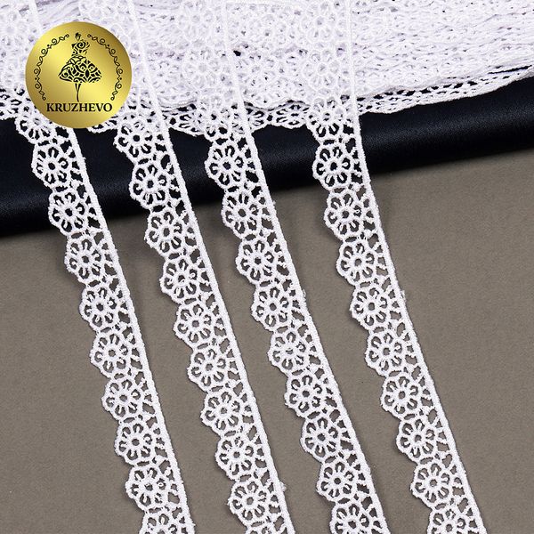 Кружево гипюр (плетёное) 15 мм цв.01 белый, уп.9 м, Kruzhevo