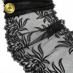 Кружево на сетке (вышитое) арт.T98 245мм цв.черный уп.7м, Kruzhevo