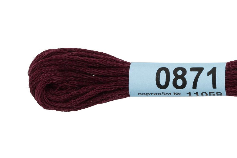 Мулине Gamma 100% хлопок, цв.0871 т.бордовый, 24 мотка по 8 метров