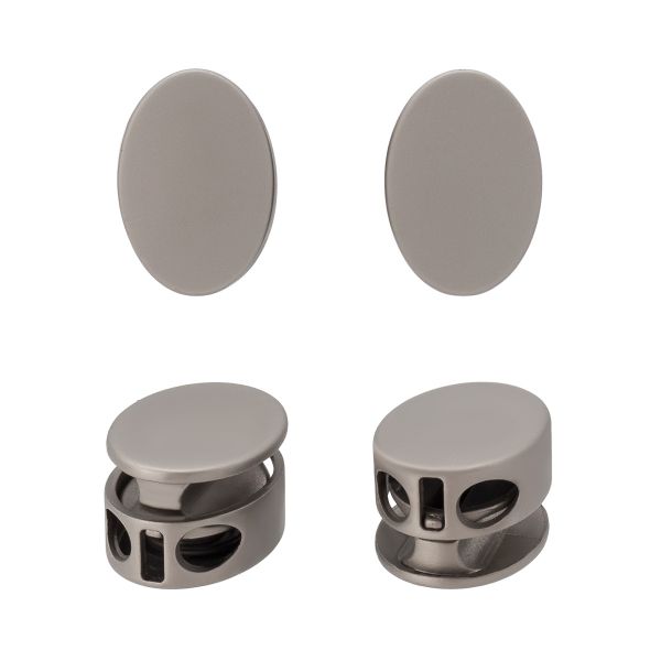 Фиксатор (зажим) для шнура металл 2 отв., ⌀3.5 мм (14х20 мм), овальный, матовое серебро цв.10-2, ГД15443, 10 шт