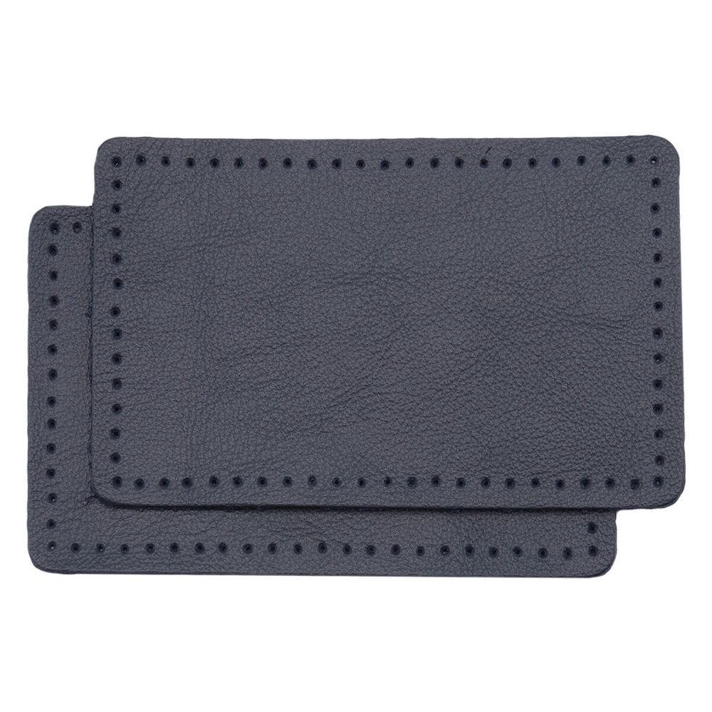 Заплатки пришивные из кожи, прямоугольник 6х9,6см с перфорацией, 2 шт, 100% кожа, 05 темно-синий, 9113