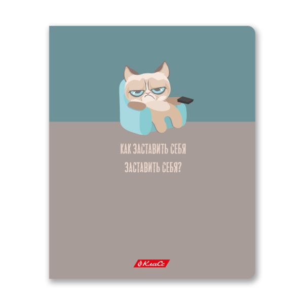 Тетрадь ученическая общая, софт тач, A5+ 96 л. на скобе, белизна 100%, 5 шт, клетка, 000350 Кот-пофигист, Светоч 96ТСК5_12_3_1