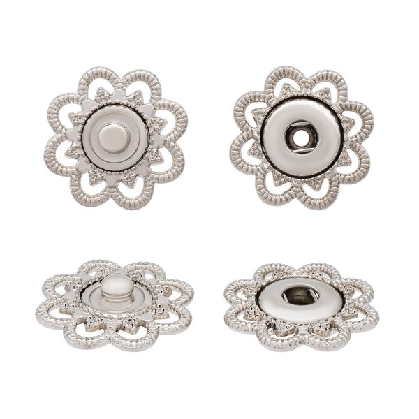 Кнопка пришивная металл ⌀23.0 мм, 10 шт, серебристый, KN18