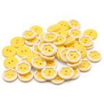 Пуговицы детские Цветочек 24L (15мм), пластик (бело-желтый), 50 шт, Б70Л15(3.02-1023-15)