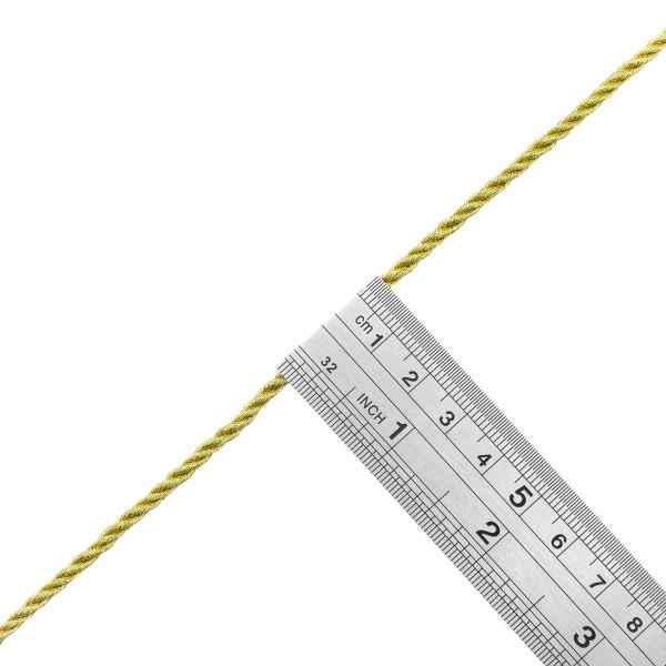 Шнур витой ⌀3.0 мм / 50 метров, металлизированный, золото