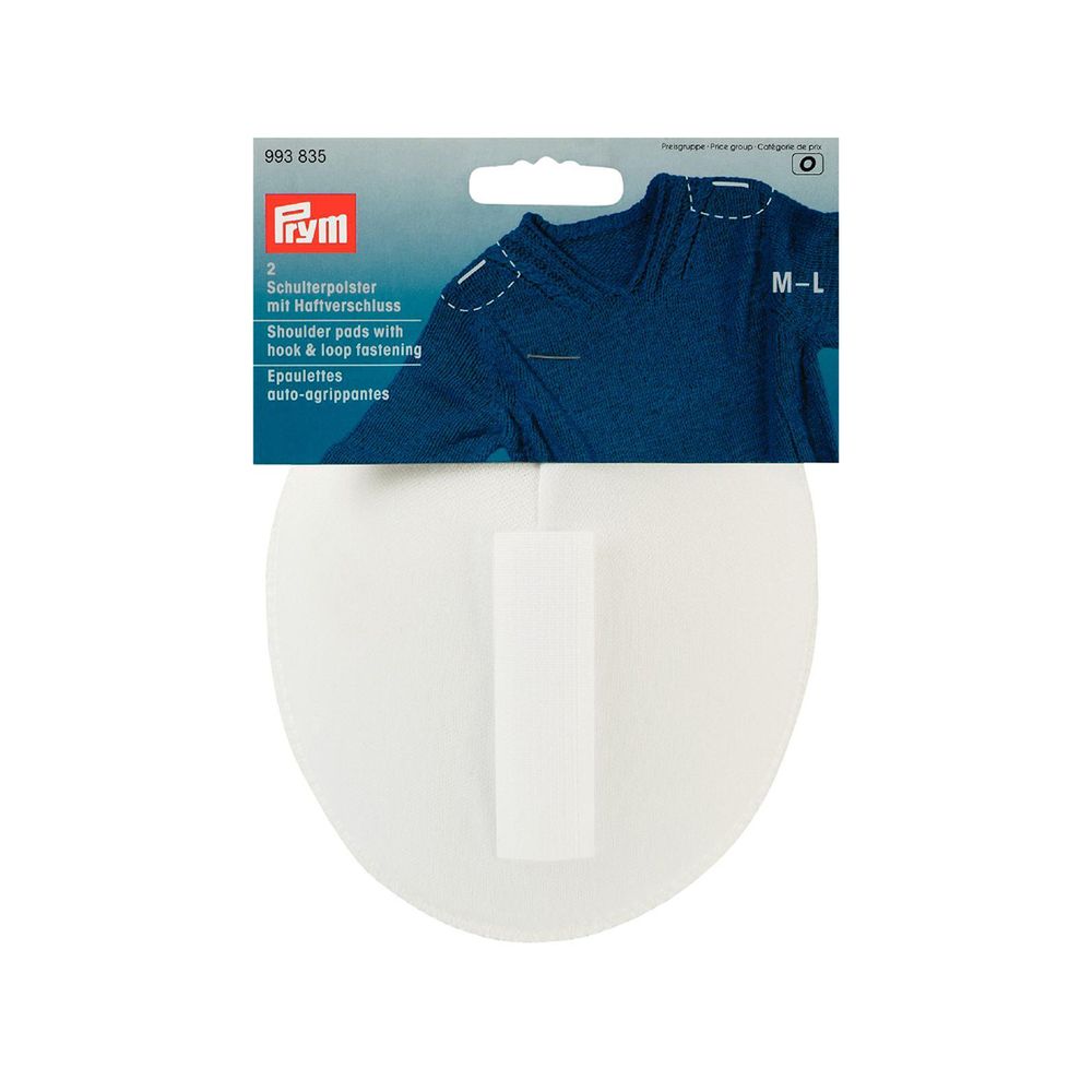Плечевые накладки (подплечники) реглан на липучке 115х150х11 мм, ( M-L), белый, Prym, 5 шт
