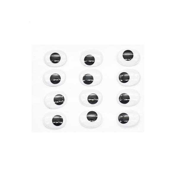 Глазки бегающие овальные на клеевой основе 15*20 мм, 12 штук, ч/б, Astra&Craft