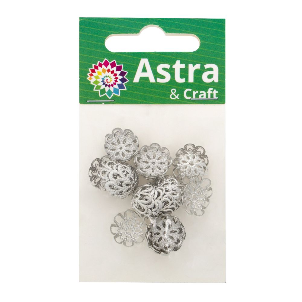 Шапочка для бусин 4AR205, 12мм 30шт/упак, Astra&Craft (Никель)