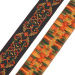 Лента (тесьма) жаккардовая 35.0 мм / 10±0.5 метров, Дамаск (V1 черный/желтый), 35976