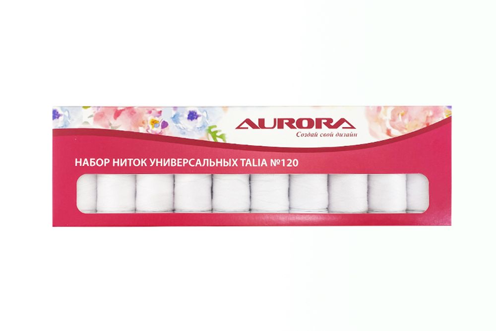 Швейные нитки (набор) универсальных Aurora Talia №120 Белые, AU-2618, 1 шт