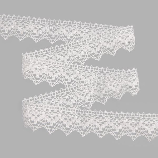 Кружево вязаное (тесьма) 25 мм / 10 м, цв.01 белый