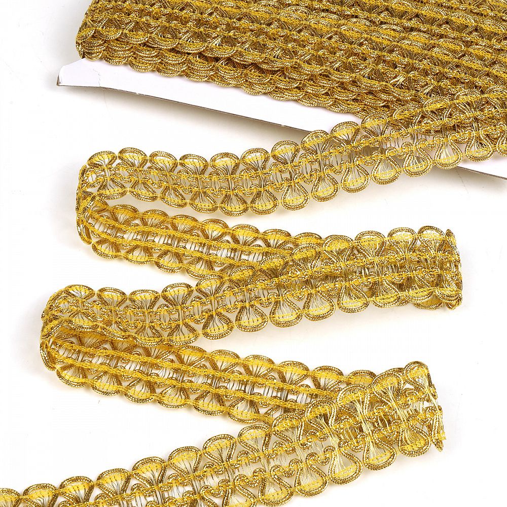 Тесьма отделочная 32 мм, 7728 цв.золото уп.13.71м