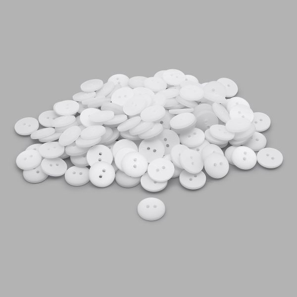 Пуговицы на 2 прокола 22L (14мм), пластик (White (белый)), CR-K18M, 144 шт