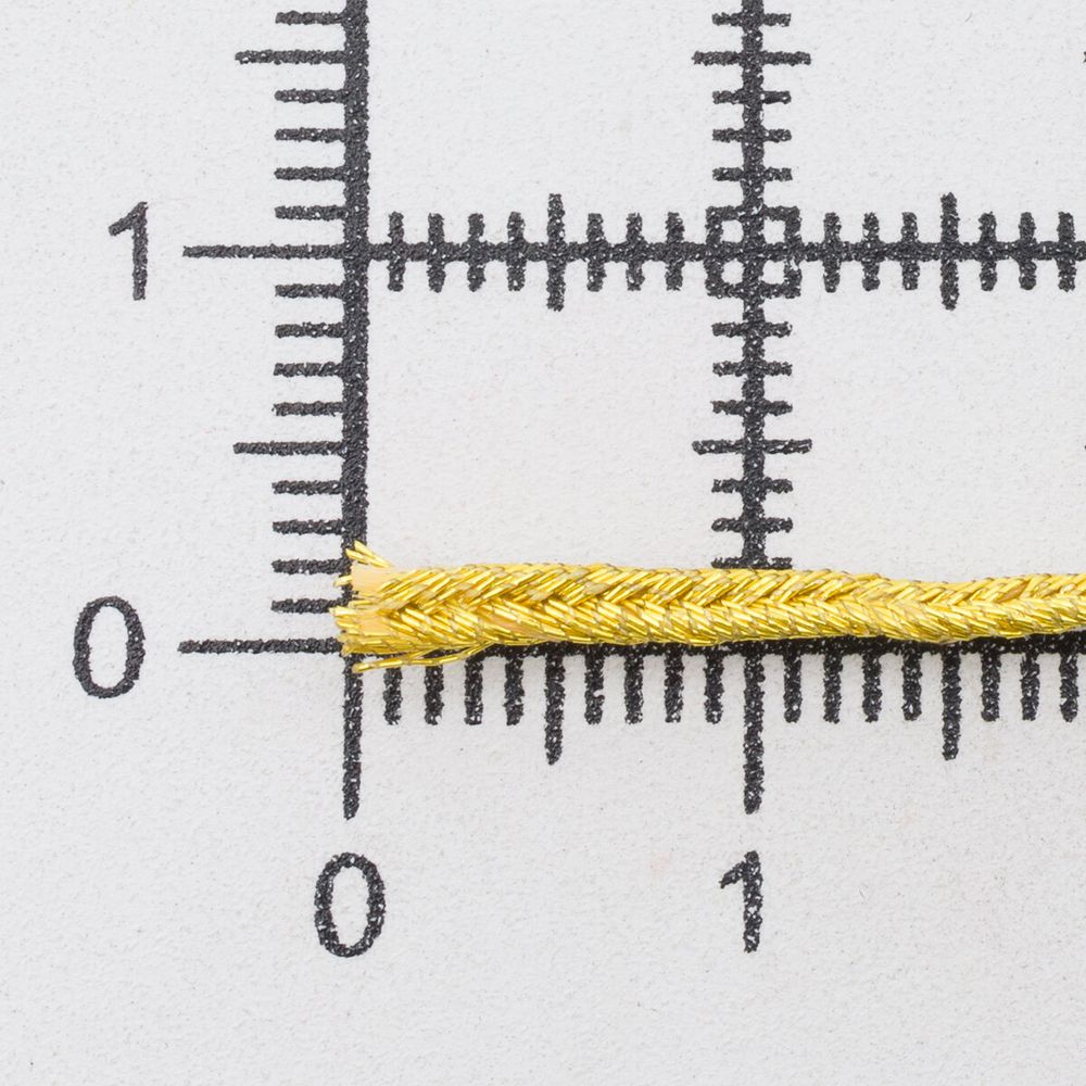 Шнур металлизированный сутаж ⌀2.0 мм / 20 метров, золото