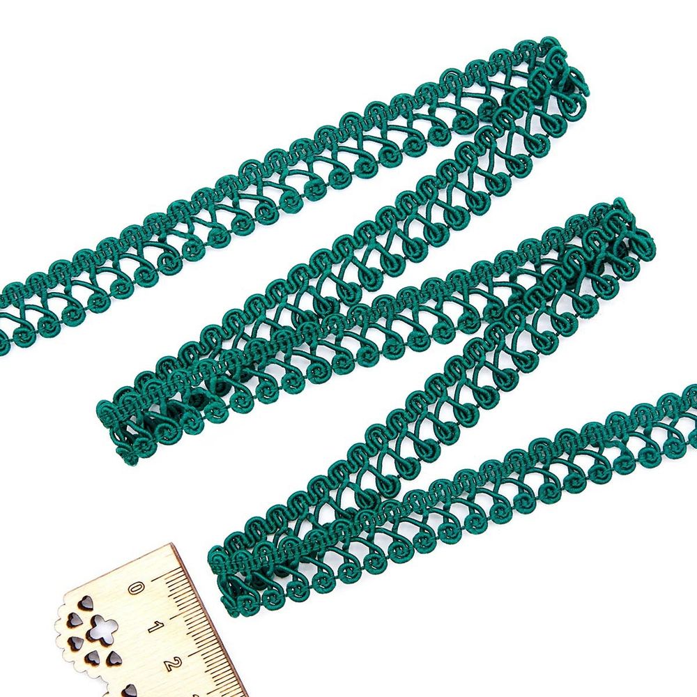 Тесьма отделочная вязаная 15 мм, 10 м, (т.зеленый), 142082-19