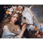 Набор для вышивания нитками Luca-S, Цветочная фея, 44х35см