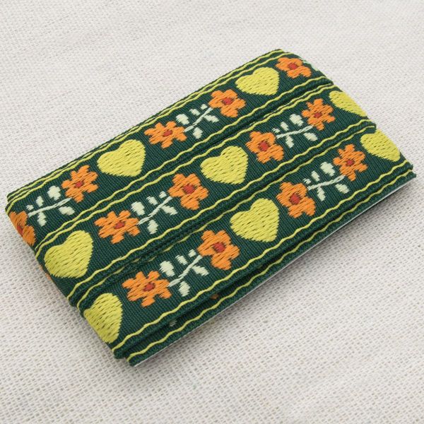 Ткань для рукоделия в наборе с тесьмой жаккард 50х50см+2м (24229/21113 зеленый) 29502