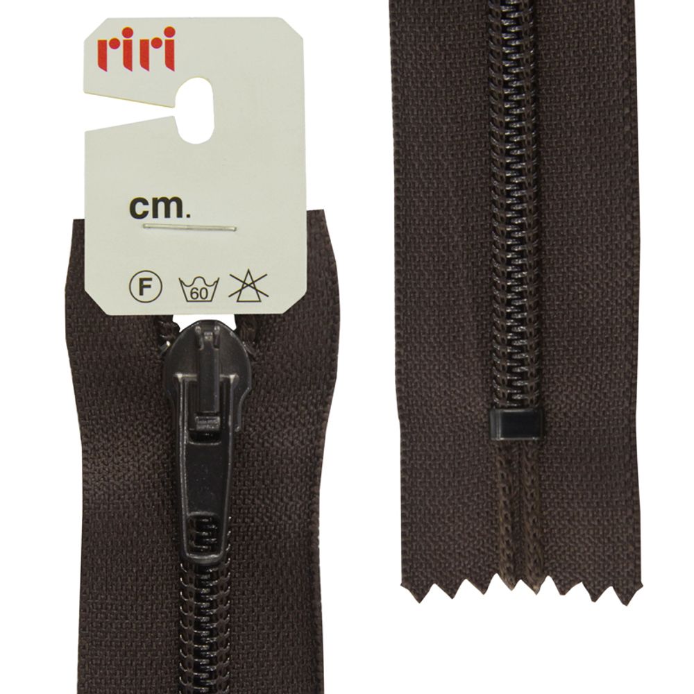 Молния спиральная (витая) обувная RIRI Т6 (6 мм), н/раз., 30 см, цв. тесьмы 2226, т.коричневый, 1 шт