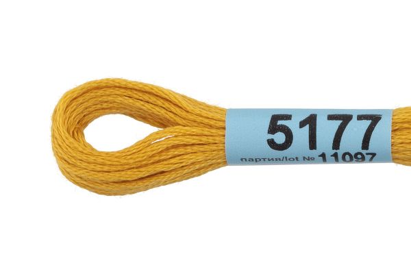 Мулине Gamma 100% хлопок, цв.5177 т.желтый, 24 мотка по 8 метров